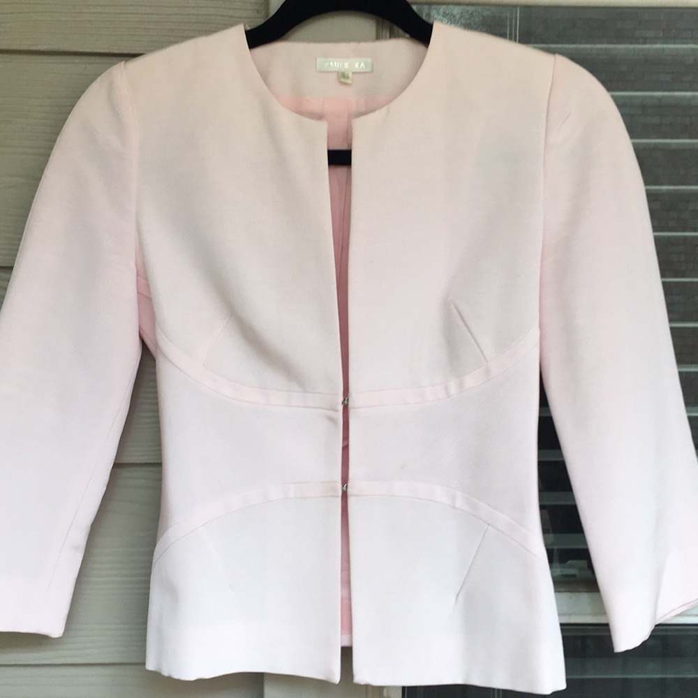 PAULE KA Light Pink Tuxedo Blazer Top Size 36